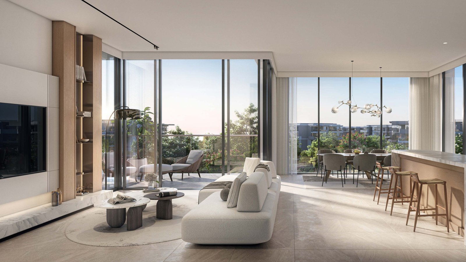 Bedroom interior with garden view